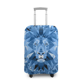Чехол для чемодана 3D с принтом Сине-бело-голубой лев в Новосибирске, 86% полиэфир, 14% спандекс | двустороннее нанесение принта, прорези для ручек и колес | fczp | spb | zenit | белый | геометрия | зенит | питер | санкт петербург | синий | спб | треугольники