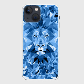 Чехол для iPhone 13 mini с принтом Сине бело голубой лев в Новосибирске,  |  | fczp | spb | zenit | белый | геометрия | зенит | питер | санкт петербург | синий | спб | треугольники