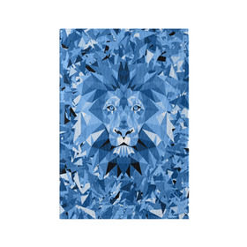 Обложка для паспорта матовая кожа с принтом Сине-бело-голубой лев в Новосибирске, натуральная матовая кожа | размер 19,3 х 13,7 см; прозрачные пластиковые крепления | fczp | spb | zenit | белый | геометрия | зенит | питер | санкт петербург | синий | спб | треугольники