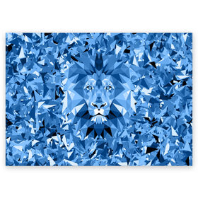 Поздравительная открытка с принтом Сине-бело-голубой лев в Новосибирске, 100% бумага | плотность бумаги 280 г/м2, матовая, на обратной стороне линовка и место для марки
 | Тематика изображения на принте: fczp | spb | zenit | белый | геометрия | зенит | питер | санкт петербург | синий | спб | треугольники