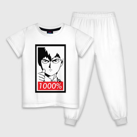 Детская пижама хлопок с принтом 1000 в Новосибирске, 100% хлопок |  брюки и футболка прямого кроя, без карманов, на брюках мягкая резинка на поясе и по низу штанин
 | Тематика изображения на принте: anime | mob psycho 100 | shigeo kageyama | аниме | моб психо 100