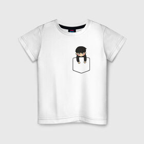 Детская футболка хлопок с принтом Моб в кармане в Новосибирске, 100% хлопок | круглый вырез горловины, полуприлегающий силуэт, длина до линии бедер | Тематика изображения на принте: anime | mob psycho 100 | shigeo kageyama | аниме | моб психо 100