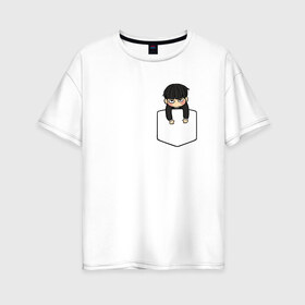 Женская футболка хлопок Oversize с принтом Моб в кармане в Новосибирске, 100% хлопок | свободный крой, круглый ворот, спущенный рукав, длина до линии бедер
 | anime | mob psycho 100 | shigeo kageyama | аниме | моб психо 100