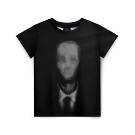 Детская футболка 3D с принтом Slender (1) в Новосибирске, 100% гипоаллергенный полиэфир | прямой крой, круглый вырез горловины, длина до линии бедер, чуть спущенное плечо, ткань немного тянется | cry | game | horror | man | slender | игра | приведения | слендер | ужас | хоррор