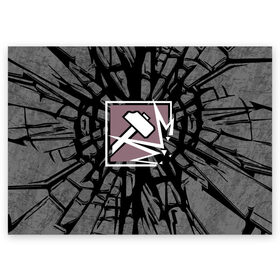 Поздравительная открытка с принтом R6S SLEDGE в Новосибирске, 100% бумага | плотность бумаги 280 г/м2, матовая, на обратной стороне линовка и место для марки
 | Тематика изображения на принте: 6 | cybersport | esport | logo | pro league | rainbow | rainbow six siege | six | sledge | team | киберспорт | лого | радуга осада