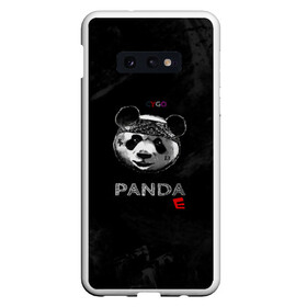 Чехол для Samsung S10E с принтом Cygo - panda E в Новосибирске, Силикон | Область печати: задняя сторона чехла, без боковых панелей | Тематика изображения на принте: cygo | panda e | rap | бандана | гепард | голова | леонид вакальчук | медведь | мы бежим с тобой как будто от гепарда | надпись | панда е | реп | репер | рэп | рэпер | сайго | суго | цуго