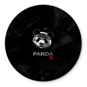 Коврик для мышки круглый с принтом Cygo - panda E в Новосибирске, резина и полиэстер | круглая форма, изображение наносится на всю лицевую часть | Тематика изображения на принте: cygo | panda e | rap | бандана | гепард | голова | леонид вакальчук | медведь | мы бежим с тобой как будто от гепарда | надпись | панда е | реп | репер | рэп | рэпер | сайго | суго | цуго