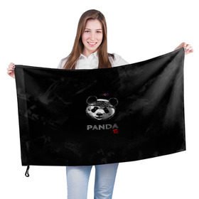 Флаг 3D с принтом Cygo - panda E в Новосибирске, 100% полиэстер | плотность ткани — 95 г/м2, размер — 67 х 109 см. Принт наносится с одной стороны | cygo | panda e | rap | бандана | гепард | голова | леонид вакальчук | медведь | мы бежим с тобой как будто от гепарда | надпись | панда е | реп | репер | рэп | рэпер | сайго | суго | цуго