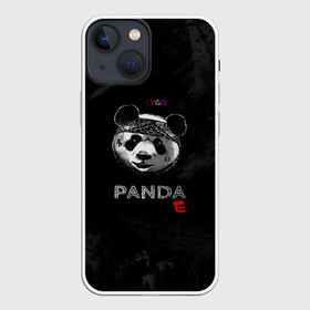 Чехол для iPhone 13 mini с принтом Cygo   panda E в Новосибирске,  |  | Тематика изображения на принте: cygo | panda e | rap | бандана | гепард | голова | леонид вакальчук | медведь | мы бежим с тобой как будто от гепарда | надпись | панда е | реп | репер | рэп | рэпер | сайго | суго | цуго