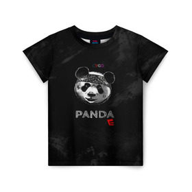 Детская футболка 3D с принтом Cygo - panda E в Новосибирске, 100% гипоаллергенный полиэфир | прямой крой, круглый вырез горловины, длина до линии бедер, чуть спущенное плечо, ткань немного тянется | Тематика изображения на принте: cygo | panda e | rap | бандана | гепард | голова | леонид вакальчук | медведь | мы бежим с тобой как будто от гепарда | надпись | панда е | реп | репер | рэп | рэпер | сайго | суго | цуго