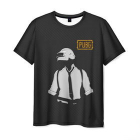 Мужская футболка 3D с принтом PUBG: Carbon в Новосибирске, 100% полиэфир | прямой крой, круглый вырез горловины, длина до линии бедер | battle royal | battlegrounds | playerunknowns | pubg | игра | камуфляж | карбон | минималист | пабг | папг | персонаж | пубг | силуэт