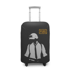 Чехол для чемодана 3D с принтом PUBG: Carbon в Новосибирске, 86% полиэфир, 14% спандекс | двустороннее нанесение принта, прорези для ручек и колес | battle royal | battlegrounds | playerunknowns | pubg | игра | камуфляж | карбон | минималист | пабг | папг | персонаж | пубг | силуэт