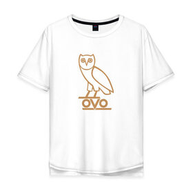 Мужская футболка хлопок Oversize с принтом OVO owl в Новосибирске, 100% хлопок | свободный крой, круглый ворот, “спинка” длиннее передней части | Тематика изображения на принте: drake | hotlinebling | more life | ovo | sixgod | дрейк