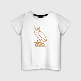 Детская футболка хлопок с принтом OVO owl в Новосибирске, 100% хлопок | круглый вырез горловины, полуприлегающий силуэт, длина до линии бедер | drake | hotlinebling | more life | ovo | sixgod | дрейк