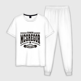 Мужская пижама хлопок с принтом Conor McGregor в Новосибирске, 100% хлопок | брюки и футболка прямого кроя, без карманов, на брюках мягкая резинка на поясе и по низу штанин
 | conor | mcgregor | mma | ufc | конор | макгрегор