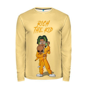 Мужской лонгслив 3D с принтом Rich The Kid в Новосибирске, 100% полиэстер | длинные рукава, круглый вырез горловины, полуприлегающий силуэт | freshman | kid | plug | rap | rich | the | walk | богатый | волк | зе кид | инопланетянин | нло | плаг | ребенок | репер | рич | рэп | рэпер | фрешмен