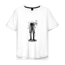 Мужская футболка хлопок Oversize с принтом The Slender Man в Новосибирске, 100% хлопок | свободный крой, круглый ворот, “спинка” длиннее передней части | creepypasta | hooror | man | slender | slenderman | высокий | крипипаста | слендер | тонкий | тощий | ужасы | человек