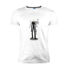 Мужская футболка премиум с принтом The Slender Man в Новосибирске, 92% хлопок, 8% лайкра | приталенный силуэт, круглый вырез ворота, длина до линии бедра, короткий рукав | creepypasta | hooror | man | slender | slenderman | высокий | крипипаста | слендер | тонкий | тощий | ужасы | человек
