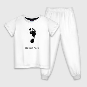 Детская пижама хлопок с принтом WE DON`T KNOW в Новосибирске, 100% хлопок |  брюки и футболка прямого кроя, без карманов, на брюках мягкая резинка на поясе и по низу штанин
 | 