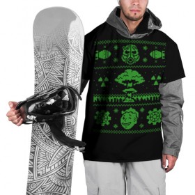 Накидка на куртку 3D с принтом Новогодний Фалаут в Новосибирске, 100% полиэстер |  | christmas fallout | christmas sweater | fallout | sweater | sweater style | новогодний свитер | новый год | свитер | фалаут