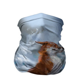 Бандана-труба 3D с принтом Гордый лис в Новосибирске, 100% полиэстер, ткань с особыми свойствами — Activecool | плотность 150‒180 г/м2; хорошо тянется, но сохраняет форму | белый | зима | лес | лис | лиса | мех | оранжевый | охотник | природа | снег | хитрый