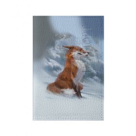 Обложка для паспорта матовая кожа с принтом Гордый лис в Новосибирске, натуральная матовая кожа | размер 19,3 х 13,7 см; прозрачные пластиковые крепления | Тематика изображения на принте: белый | зима | лес | лис | лиса | мех | оранжевый | охотник | природа | снег | хитрый