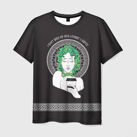 Мужская футболка 3D с принтом Gorgon в Новосибирске, 100% полиэфир | прямой крой, круглый вырез горловины, длина до линии бедер | black magic | coffee | food | gorgon | love | magic | medusa | witchcraft | горгона | греция | кофе | магия | медуза