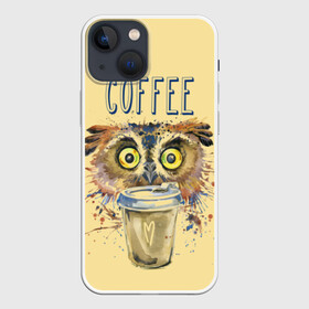 Чехол для iPhone 13 mini с принтом Сова и кофе в Новосибирске,  |  | coffee | food | love | owl | кофе | сова