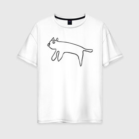 Женская футболка хлопок Oversize с принтом Кот маминой подруги в Новосибирске, 100% хлопок | свободный крой, круглый ворот, спущенный рукав, длина до линии бедер
 | кот | котик | мем | прикол | рисунок
