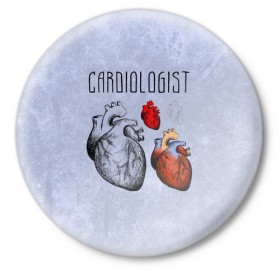 Значок с принтом кардиолог в Новосибирске,  металл | круглая форма, металлическая застежка в виде булавки | Тематика изображения на принте: 