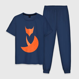 Мужская пижама хлопок с принтом FOX в Новосибирске, 100% хлопок | брюки и футболка прямого кроя, без карманов, на брюках мягкая резинка на поясе и по низу штанин
 | fox | геометрия | животное | круги | лапы | лис | лиса | минимализм | хвост