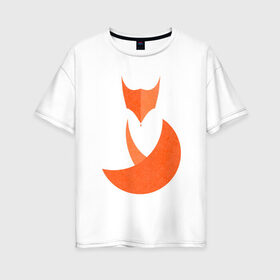 Женская футболка хлопок Oversize с принтом FOX в Новосибирске, 100% хлопок | свободный крой, круглый ворот, спущенный рукав, длина до линии бедер
 | fox | геометрия | животное | круги | лапы | лис | лиса | минимализм | хвост