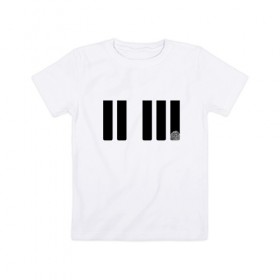 Детская футболка хлопок с принтом Отпечаток на клавише в Новосибирске, 100% хлопок | круглый вырез горловины, полуприлегающий силуэт, длина до линии бедер | геометрия | клавиша | минимализм | отпечаток | палец | пианино | синтезатор