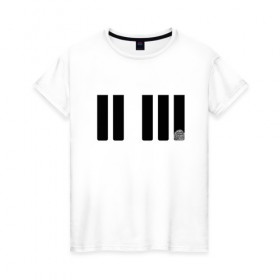 Женская футболка хлопок с принтом Отпечаток на клавише в Новосибирске, 100% хлопок | прямой крой, круглый вырез горловины, длина до линии бедер, слегка спущенное плечо | геометрия | клавиша | минимализм | отпечаток | палец | пианино | синтезатор