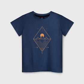 Детская футболка хлопок с принтом Осирис в Новосибирске, 100% хлопок | круглый вырез горловины, полуприлегающий силуэт, длина до линии бедер | line art | вода | геометрия | горы | звезда. созвездие | линии | луна | минимализм | ночь | осирис | пирамиды | планеты | солнце | тень