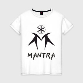 Женская футболка хлопок с принтом Mantra в Новосибирске, 100% хлопок | прямой крой, круглый вырез горловины, длина до линии бедер, слегка спущенное плечо | 