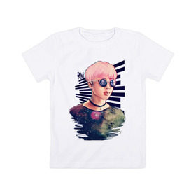 Детская футболка хлопок с принтом BTS RM в Новосибирске, 100% хлопок | круглый вырез горловины, полуприлегающий силуэт, длина до линии бедер | Тематика изображения на принте: k pop | rap monster. | rm | аниме | ким | корея | музыка