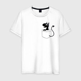 Мужская футболка хлопок с принтом Карманный Люси в Новосибирске, 100% хлопок | прямой крой, круглый вырез горловины, длина до линии бедер, слегка спущенное плечо. | disenchantment | люси | мэтт гроунинг | разочарование | тролль | эльф
