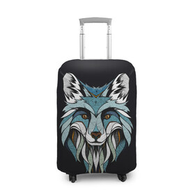 Чехол для чемодана 3D с принтом Лис в Новосибирске, 86% полиэфир, 14% спандекс | двустороннее нанесение принта, прорези для ручек и колес | blue | fox | foxes | hipster | арт | лис | лиса | лисица | лисицы | лисы | синий | хвост | хипстер