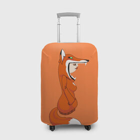 Чехол для чемодана 3D с принтом Барышня Лиса в Новосибирске, 86% полиэфир, 14% спандекс | двустороннее нанесение принта, прорези для ручек и колес | fox | foxes | girl | hoody | барышня | девочка | девушка | женщина | лис | лиса | лисица | лисицы | лисой | лисы | оранжевый | толстовка | худи