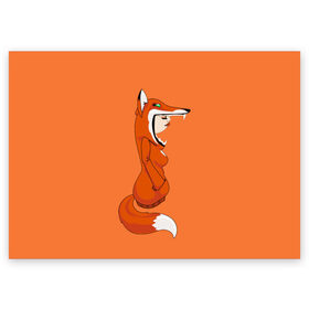 Поздравительная открытка с принтом Барышня Лиса в Новосибирске, 100% бумага | плотность бумаги 280 г/м2, матовая, на обратной стороне линовка и место для марки
 | fox | foxes | girl | hoody | барышня | девочка | девушка | женщина | лис | лиса | лисица | лисицы | лисой | лисы | оранжевый | толстовка | худи