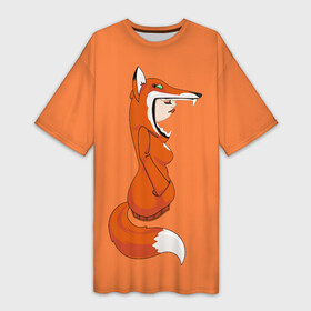 Платье-футболка 3D с принтом Барышня Лиса в Новосибирске,  |  | fox | foxes | girl | hoody | барышня | девочка | девушка | женщина | лис | лиса | лисица | лисицы | лисой | лисы | оранжевый | толстовка | худи