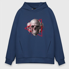 Мужское худи Oversize хлопок с принтом Skulls в Новосибирске, френч-терри — 70% хлопок, 30% полиэстер. Мягкий теплый начес внутри —100% хлопок | боковые карманы, эластичные манжеты и нижняя кромка, капюшон на магнитной кнопке | abstraction | agression | evil | figure | geometry | hard | red | skeleton | skull | triangle | абстракция | агрессия | геометрия | грубый | дерзкий | красный | треугольник | фигура | череп