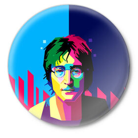 Значок с принтом Джон Леннон в Новосибирске,  металл | круглая форма, металлическая застежка в виде булавки | the beatles | битлз | британия | джон леннон | леннон | мир | очки | рок | рок н ролл | хиппи