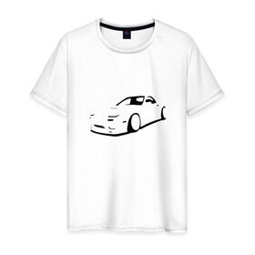 Мужская футболка хлопок с принтом RX7 в Новосибирске, 100% хлопок | прямой крой, круглый вырез горловины, длина до линии бедер, слегка спущенное плечо. | car | mazda | rx7 | автомобиль | мазда | машина | минимализм | спорткар | тени