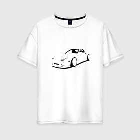 Женская футболка хлопок Oversize с принтом RX7 в Новосибирске, 100% хлопок | свободный крой, круглый ворот, спущенный рукав, длина до линии бедер
 | car | mazda | rx7 | автомобиль | мазда | машина | минимализм | спорткар | тени