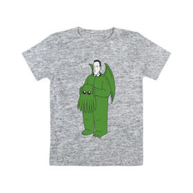 Детская футболка хлопок с принтом Лавкрафт в Новосибирске, 100% хлопок | круглый вырез горловины, полуприлегающий силуэт, длина до линии бедер | cthulhu | cthulhu fhtagn | lovecraft | ктулху | лавкрафт