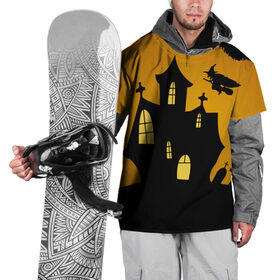Накидка на куртку 3D с принтом Страшный домик в Новосибирске, 100% полиэстер |  | halloween | ведьма | замок | кладбище | кресты | луна | могилы | мышь | надгробья | ночь | призрак | страшно | хэллоуин