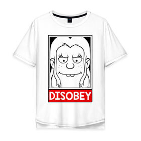 Мужская футболка хлопок Oversize с принтом Disobey в Новосибирске, 100% хлопок | свободный крой, круглый ворот, “спинка” длиннее передней части | disenchantment | elfo | мэтт гроунинг | разочарование | тролль | элфо | эльф
