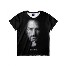 Детская футболка 3D с принтом Steve Jobs в Новосибирске, 100% гипоаллергенный полиэфир | прямой крой, круглый вырез горловины, длина до линии бедер, чуть спущенное плечо, ткань немного тянется | Тематика изображения на принте: iphone | steve jobs | стив джобс | эппл
